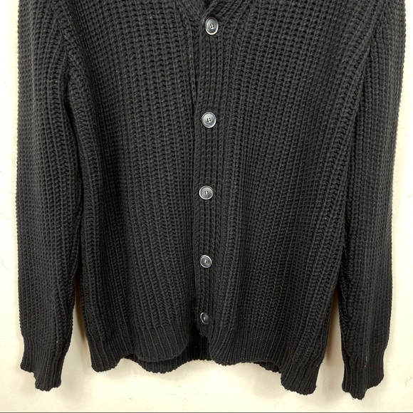 ROMEO GIGLI Wool Black Chunky Knit Slouchy Shawl Collar Cardigan Sweater XL - Picture 7 of 7